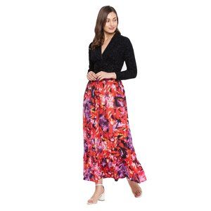 Abstract Print Multicolor Micro Poly Skirt for Women